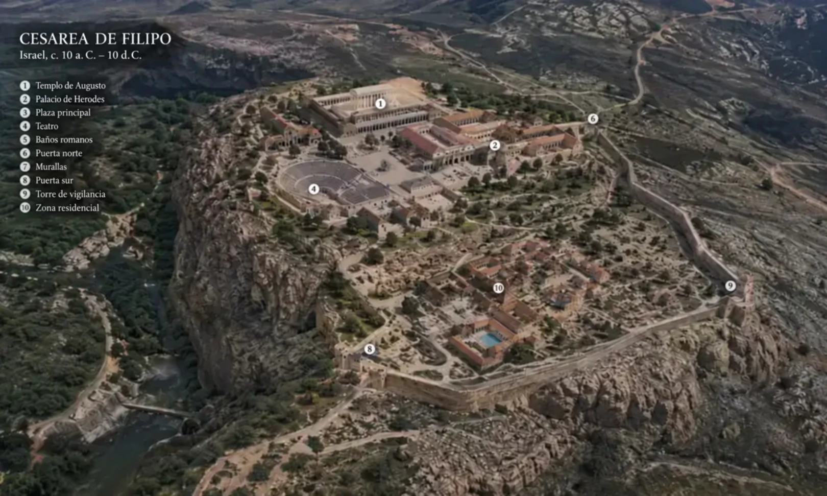 Reconstrucción en 3D de Cesarea de Filipo que muestra la ciudad y su entorno